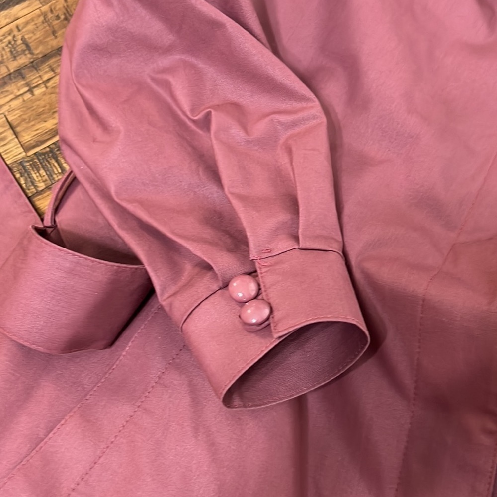 London Fog Vintage Mauve Trench Coat Belted Funnel Neck Removable Liner Sz  6 - Picture 12 of 15